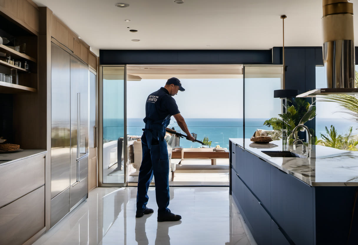 Gasfitero atendiendo un servicio en una casa de playa exclusiva en Punta Hermosa