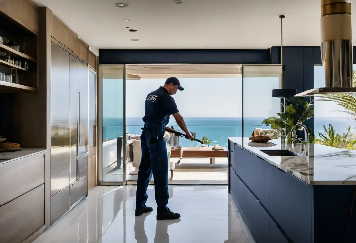 Gasfitero atendiendo un servicio en una casa de playa exclusiva en Punta Hermosa